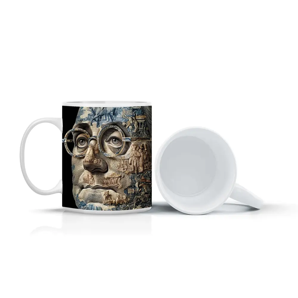 Engraved Portrait Face Currency Art Style – Mugs