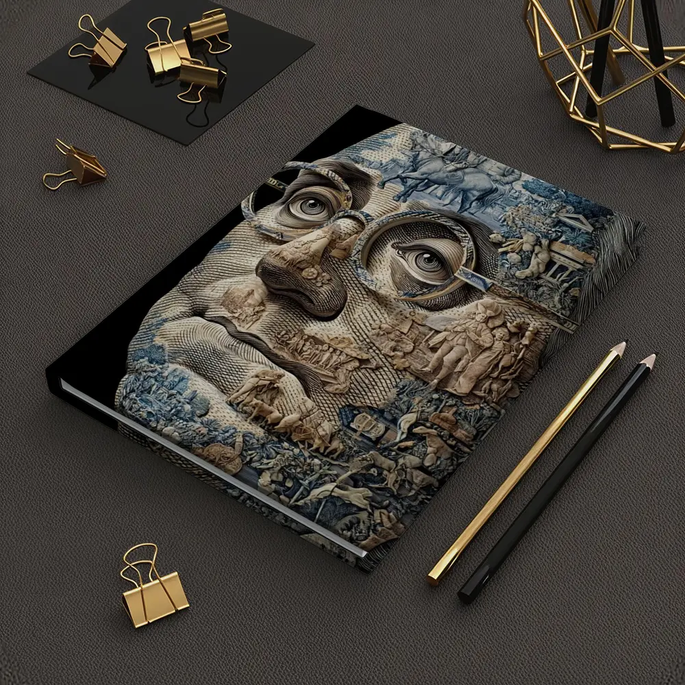 Engraved Portrait Face Currency Art Style – Notebooks