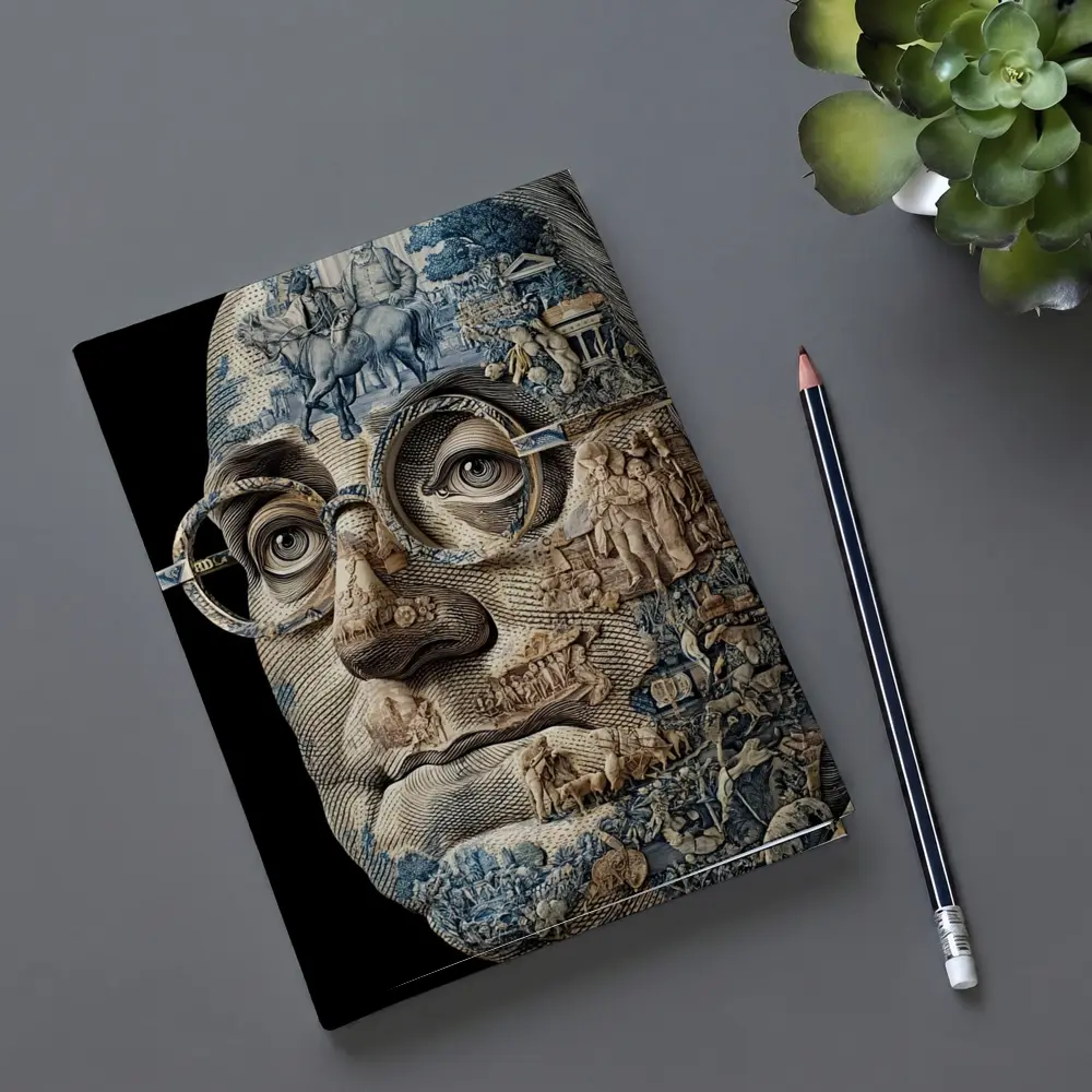 Engraved Portrait Face Currency Art Style – Notebooks