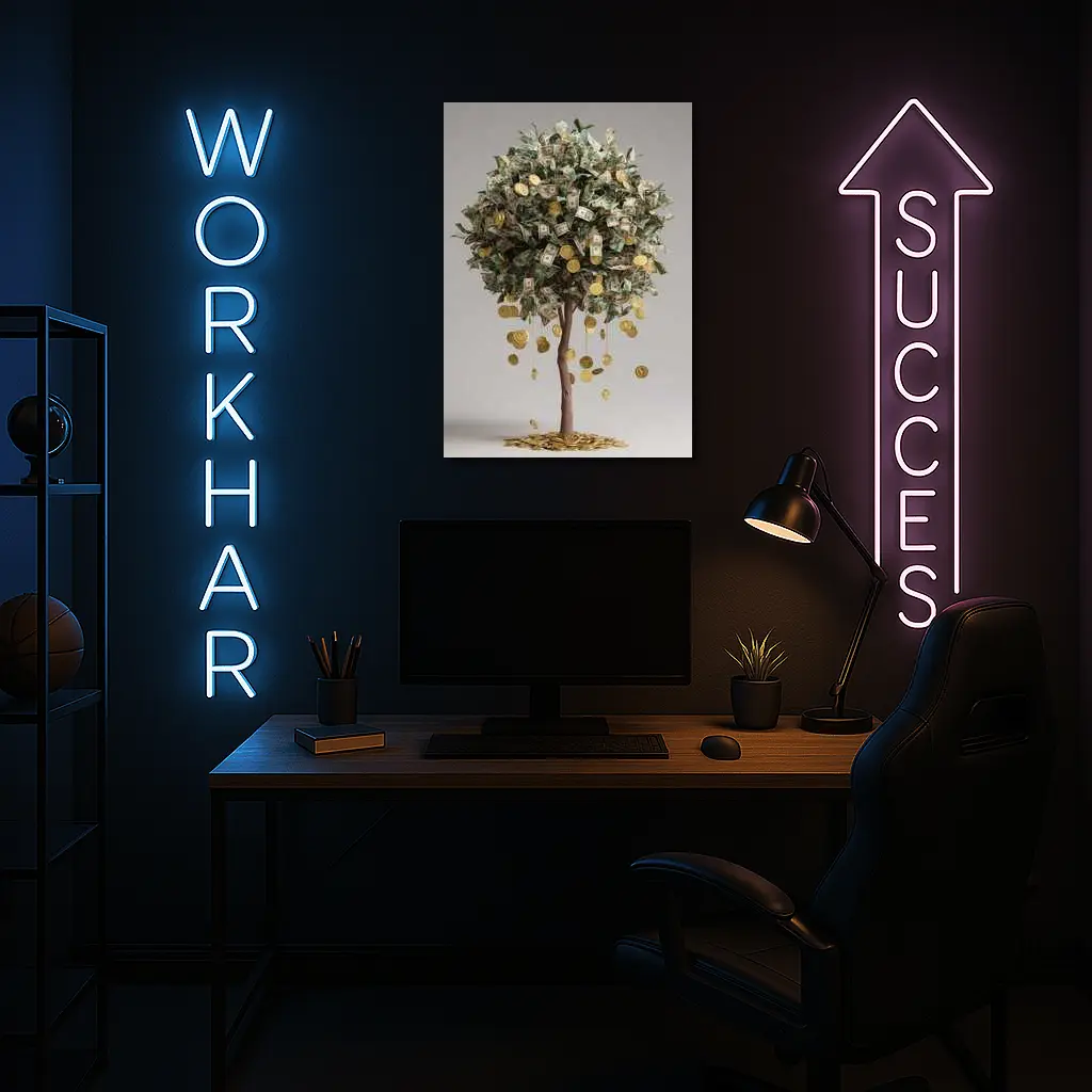 Money Tree Gold Coins Dollar Bills Art – Wall Art