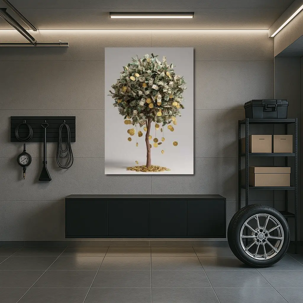 Money Tree Gold Coins Dollar Bills Art – Wall Art