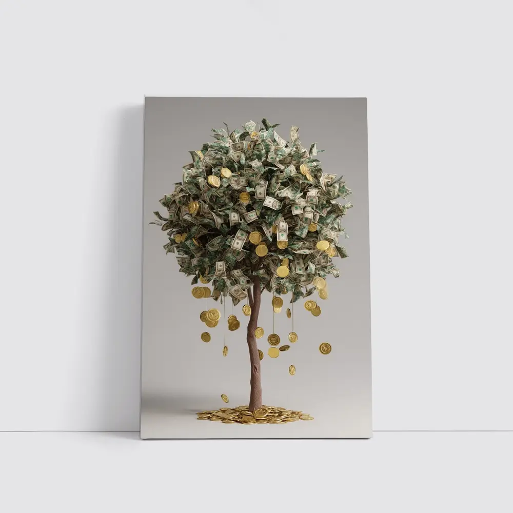 Money Tree Gold Coins Dollar Bills Art – Wall Art