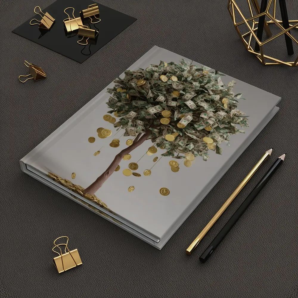 Money Tree Gold Coins Dollar Bills Art – Notebooks