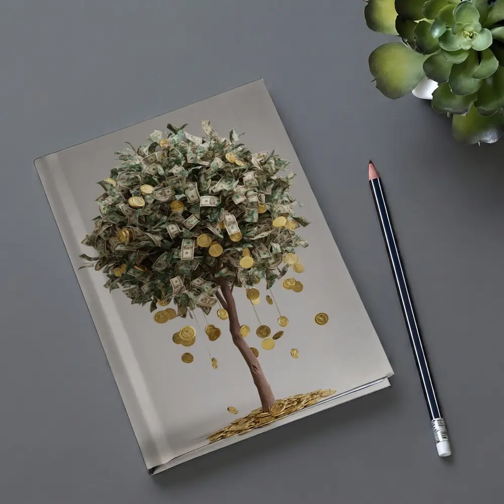 Money Tree Gold Coins Dollar Bills Art – Notebooks
