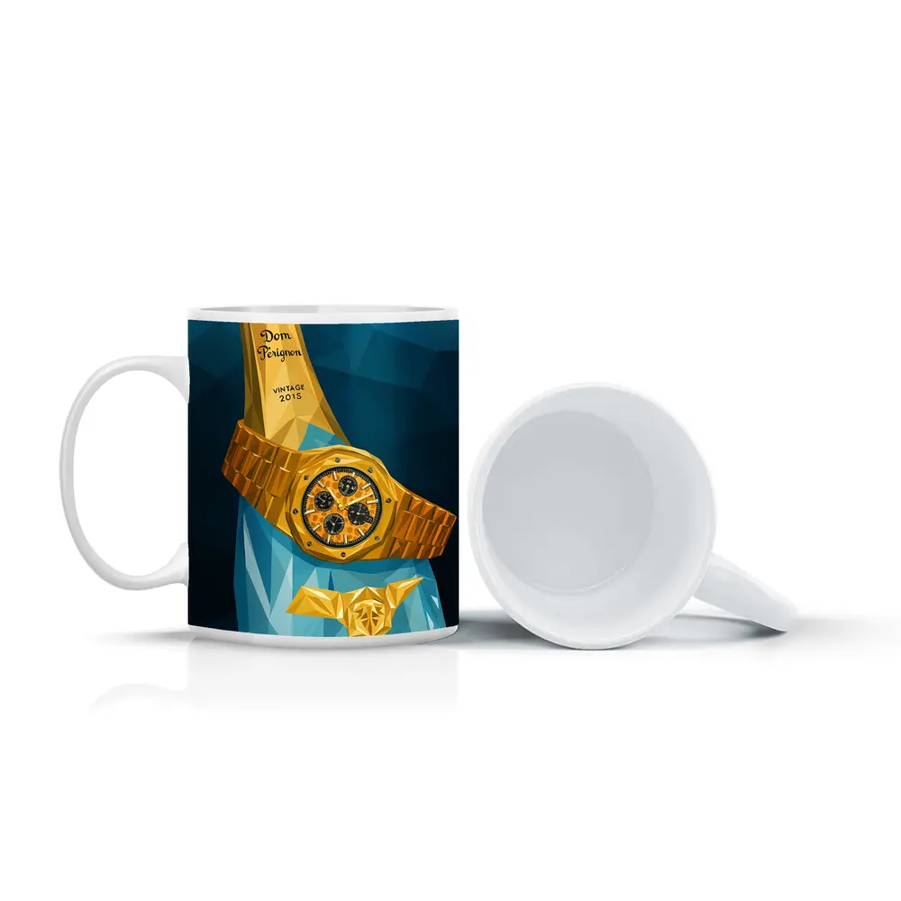 Gold Watch Dom Perignon Champagne Low Poly – Mugs