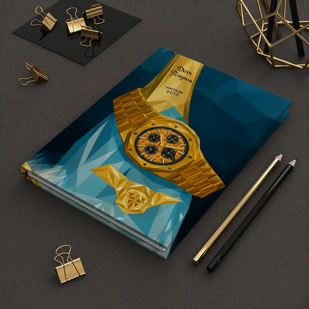 Gold Watch Dom Perignon Champagne Low Poly – Notebooks