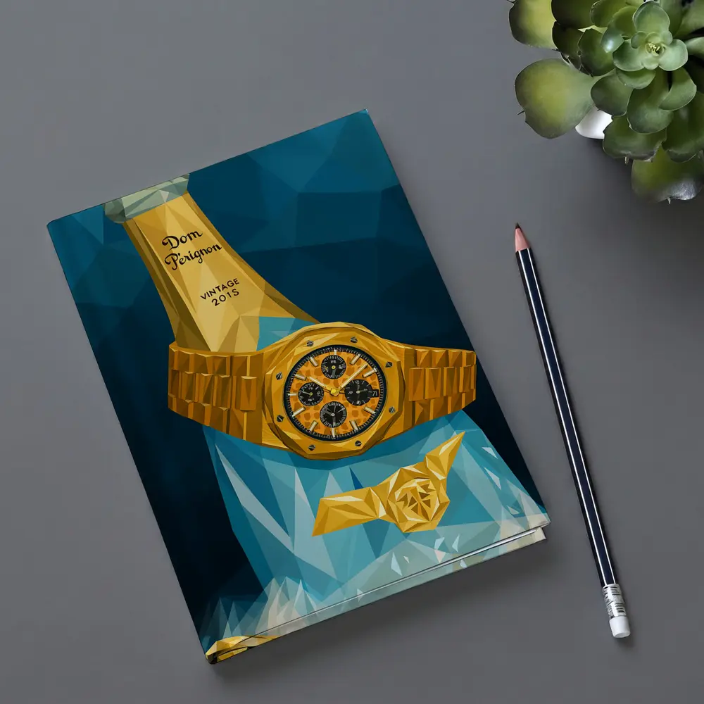 Gold Watch Dom Perignon Champagne Low Poly – Notebooks