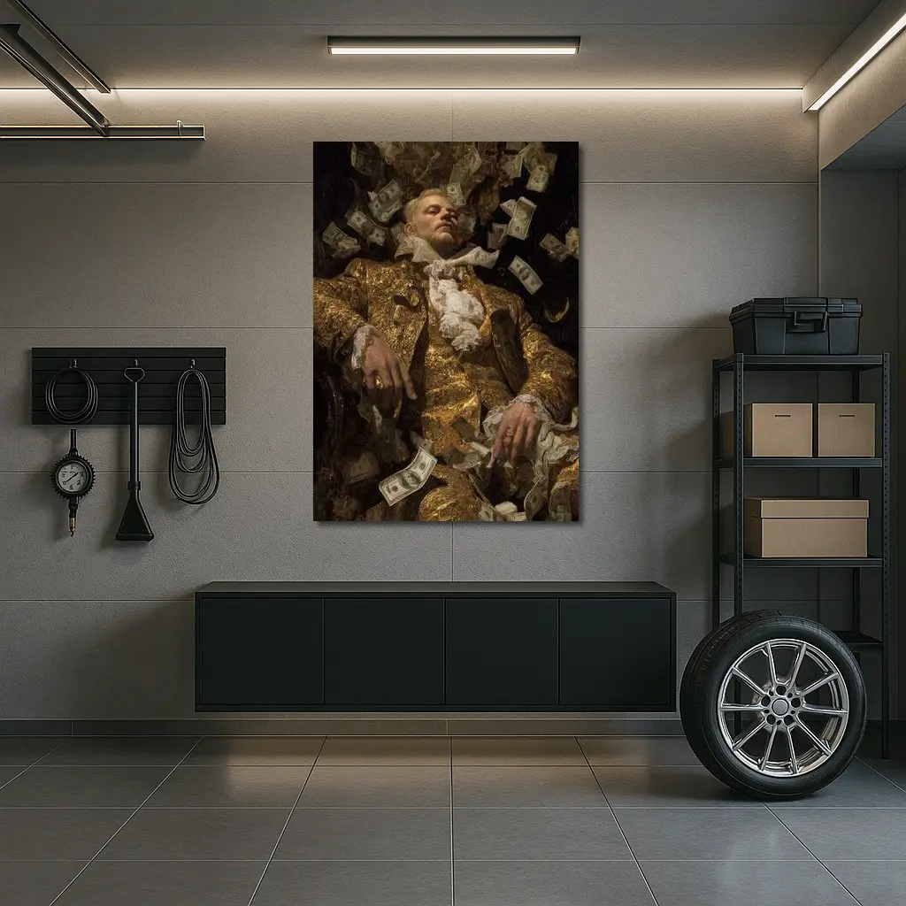 Baroque Man Reclining Surrounded By Money – Wall Art