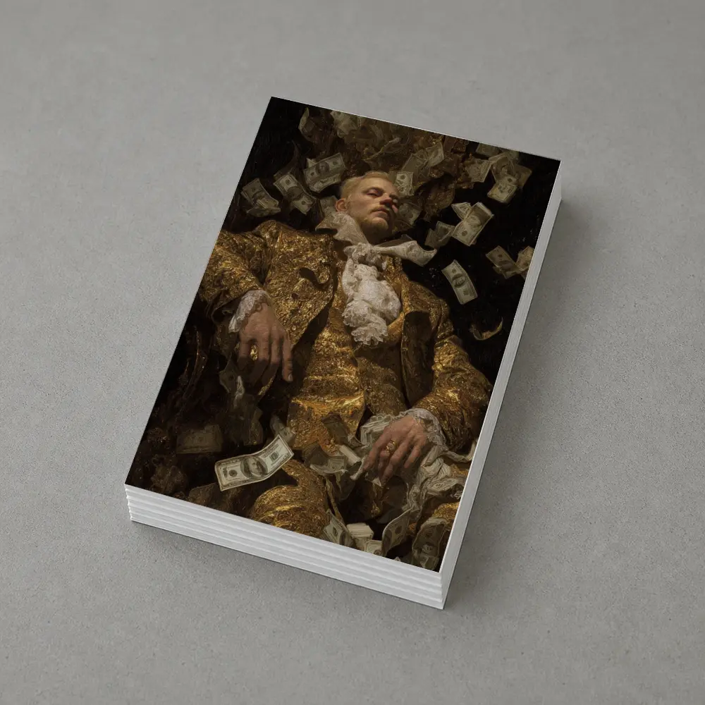 Baroque Man Reclining Surrounded By Money – Postcards