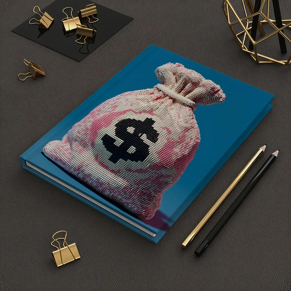 Money Bag Dollar Sign Blue Background Art – Notebooks