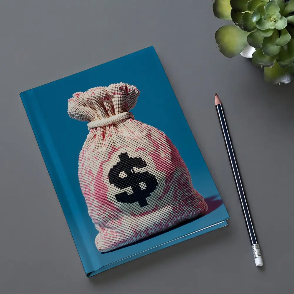 Money Bag Dollar Sign Blue Background Art – Notebooks