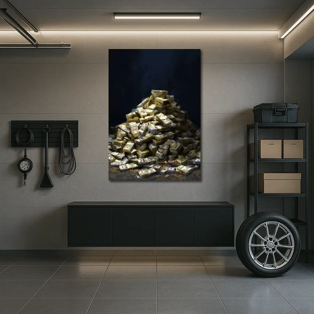 Massive Pile of Cash Money Dark Background – Wall Art