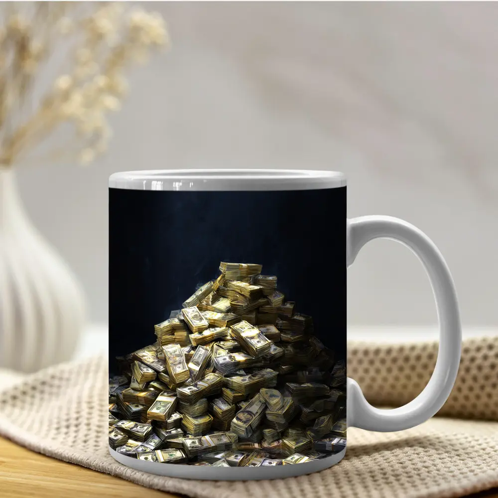 Massive Pile of Cash Money Dark Background – Mugs