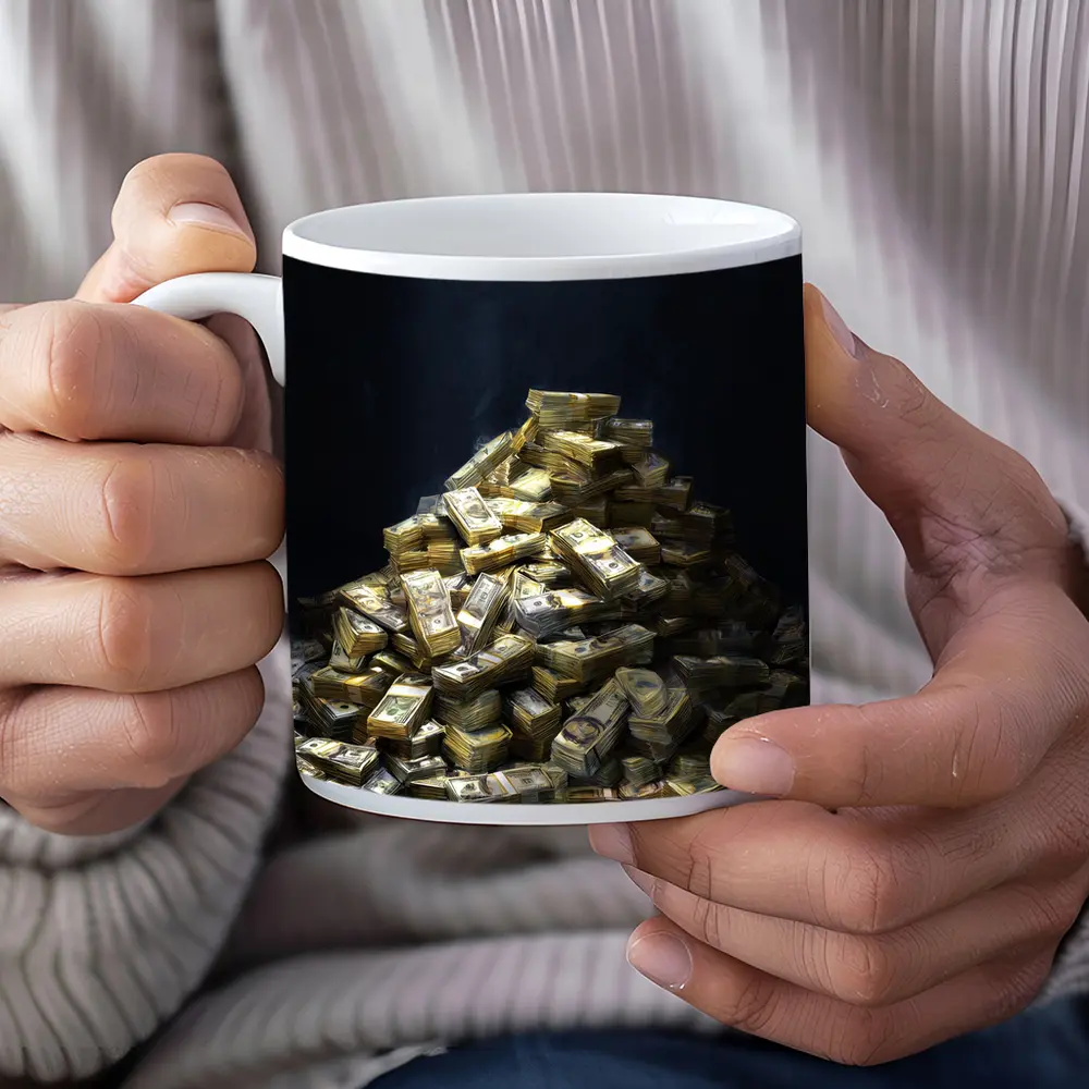 Massive Pile of Cash Money Dark Background – Mugs