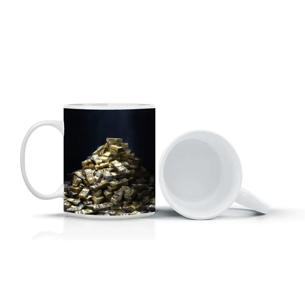 Massive Pile of Cash Money Dark Background – Mugs