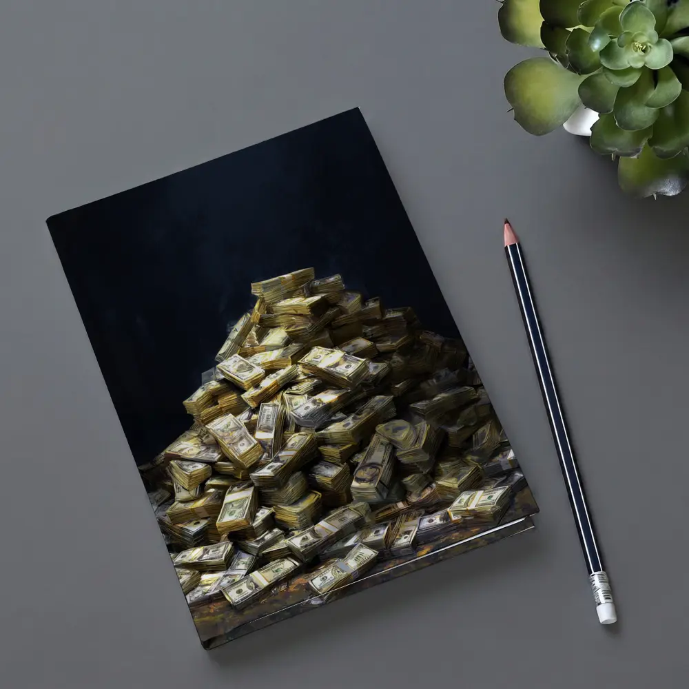 Massive Pile of Cash Money Dark Background – Notebooks