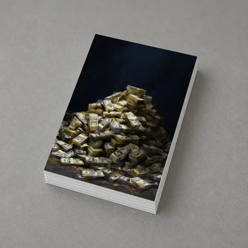 Massive Pile of Cash Money Dark Background – Postcards