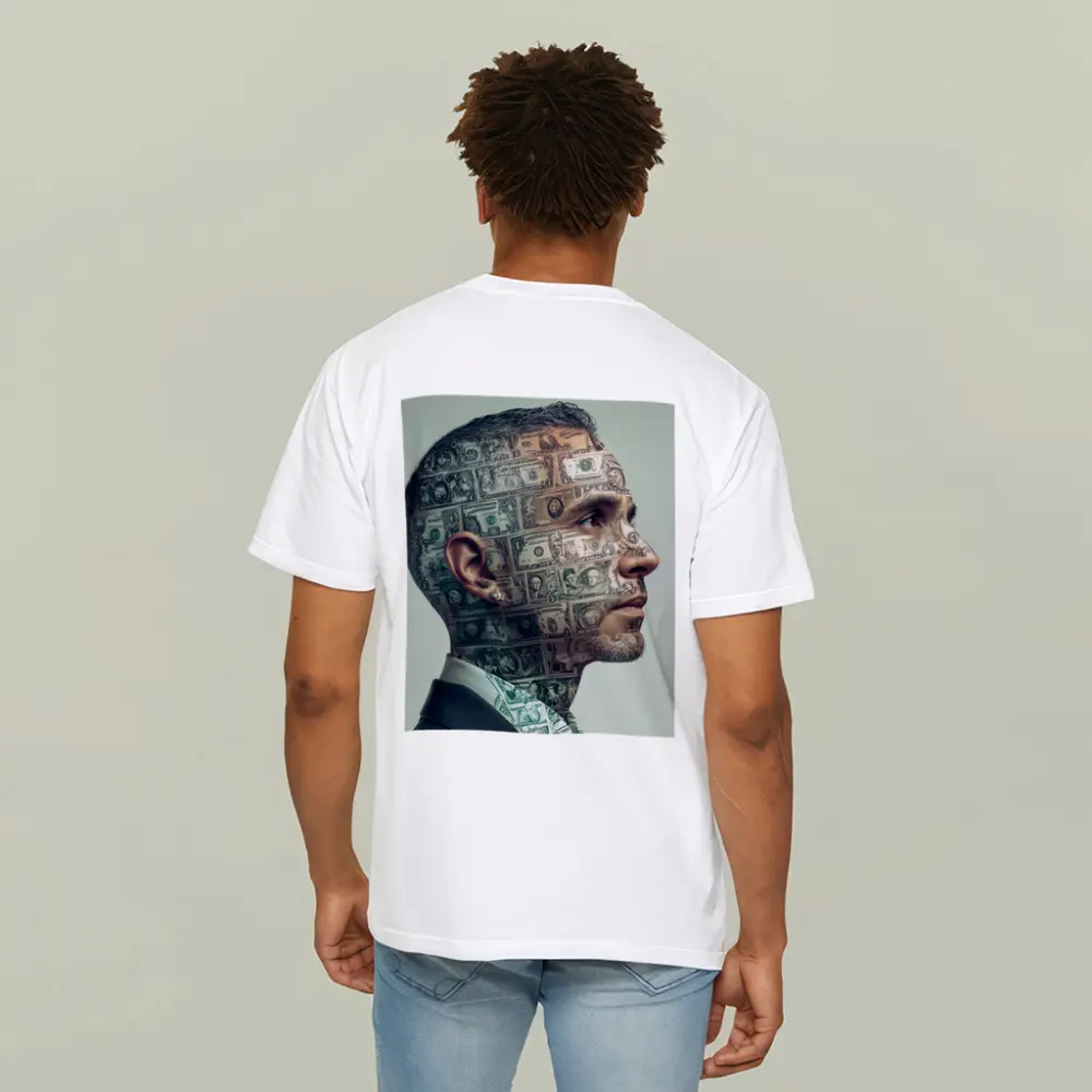 Man Face Covered In Dollar Bills Money – T-Shirts
