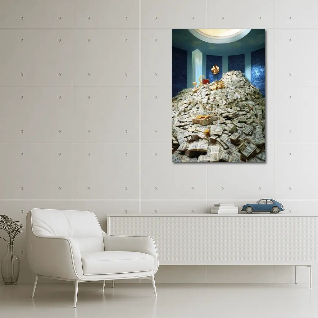 Massive Money Pile Luxury Blue Room – Wall Art