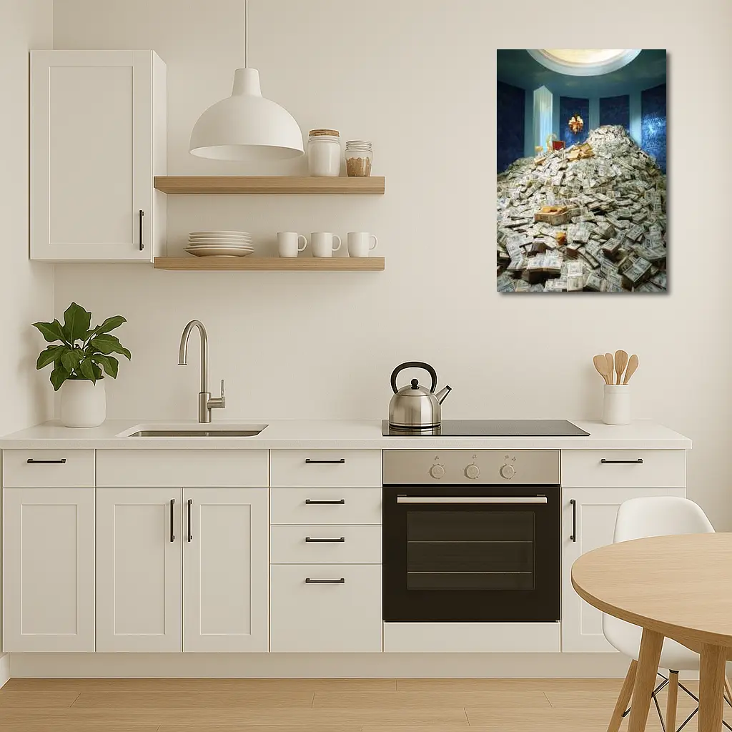 Massive Money Pile Luxury Blue Room – Wall Art