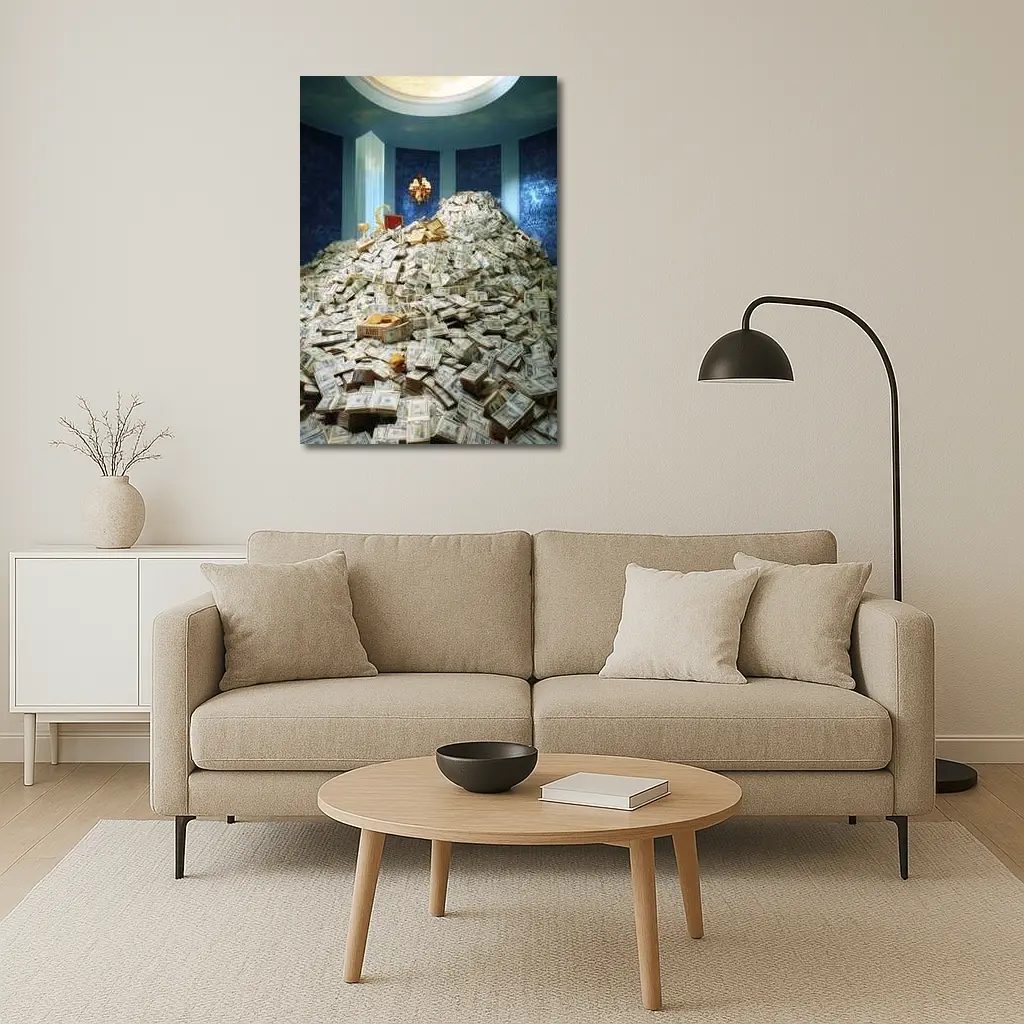Massive Money Pile Luxury Blue Room – Wall Art