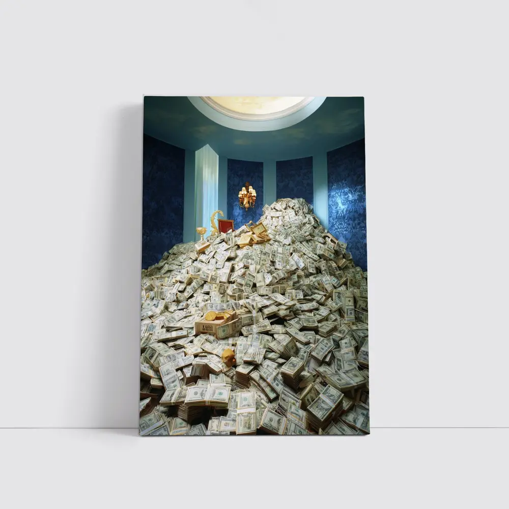 Massive Money Pile Luxury Blue Room – Wall Art