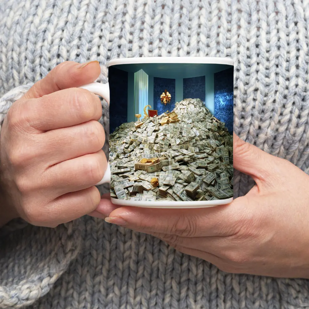 Massive Money Pile Luxury Blue Room – Mugs