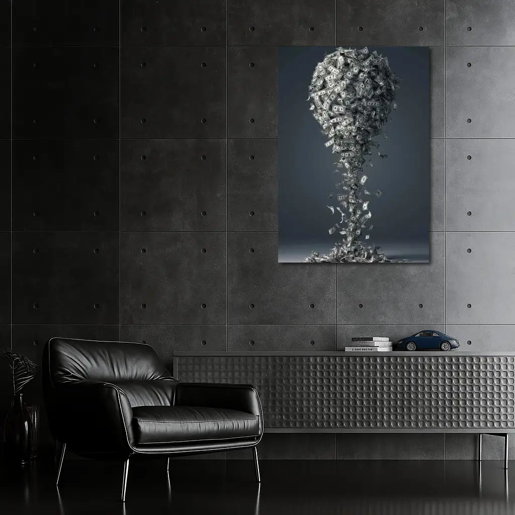 Dollar Bills Swirling Into Money Tree Shape – Wall Art