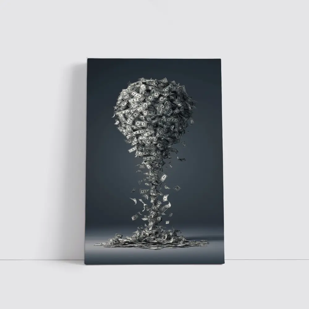 Dollar Bills Swirling Into Money Tree Shape – Wall Art