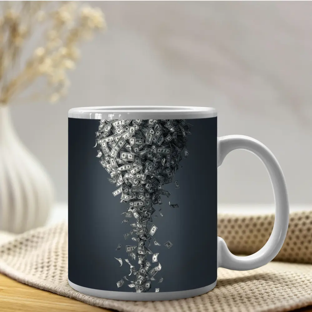 Dollar Bills Swirling Into Money Tree Shape – Mugs