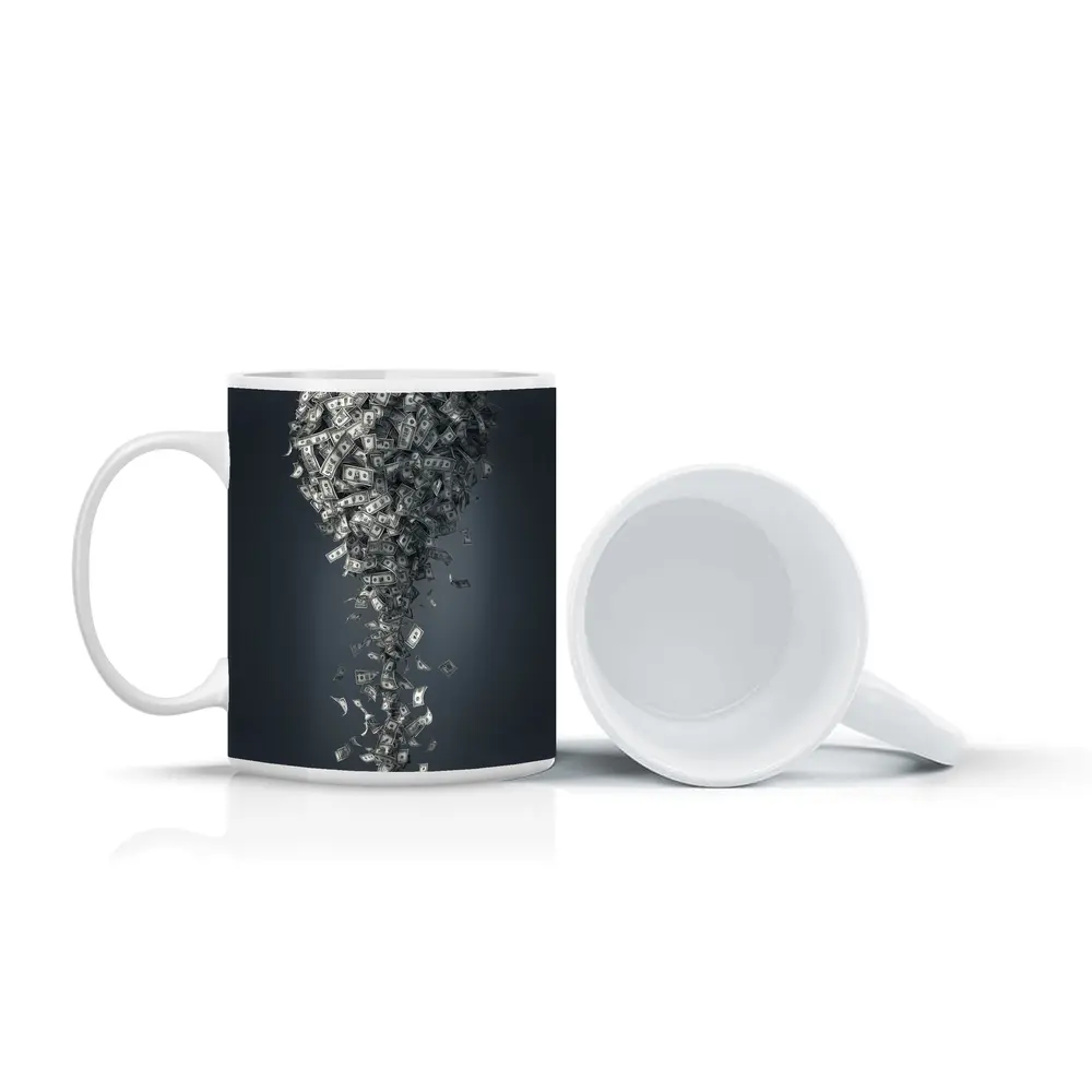 Dollar Bills Swirling Into Money Tree Shape – Mugs