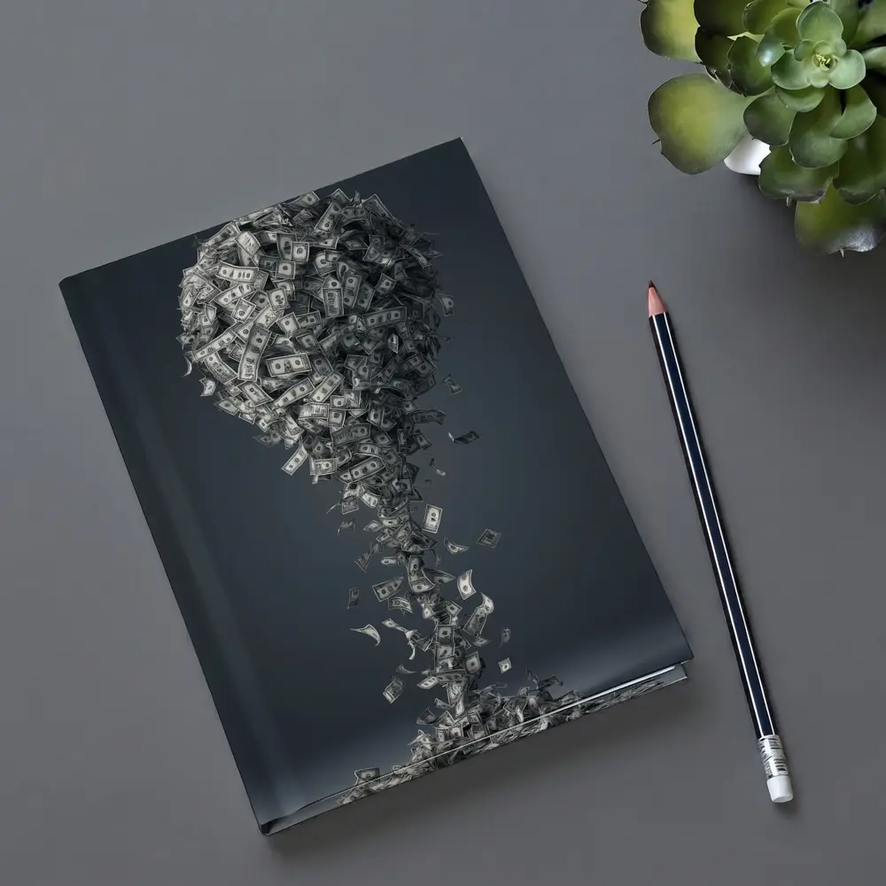 Dollar Bills Swirling Into Money Tree Shape – Notebooks