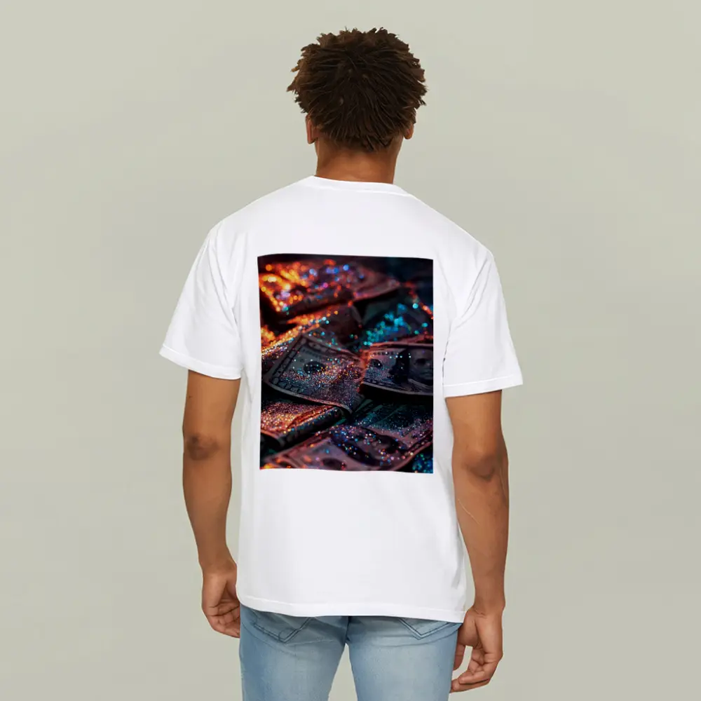 Glitter Covered Dollar Bills Dark Background – T-Shirts