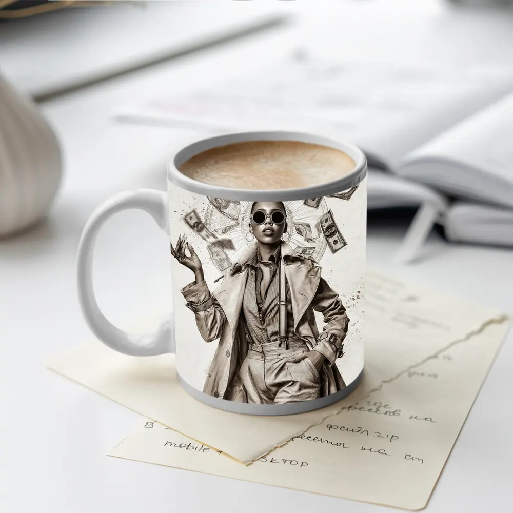 Crown Queen Woman Money Flying Around – Mugs