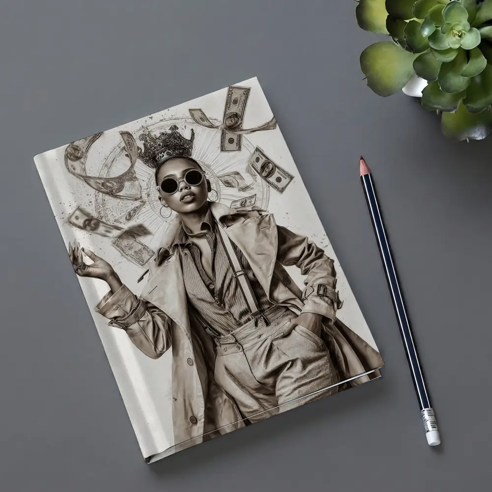 Crown Queen Woman Money Flying Around – Notebooks