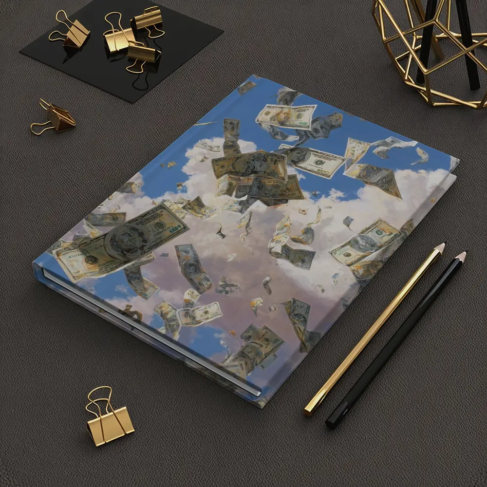 Dollar Bills Raining From Cloudy Sky – Notebooks