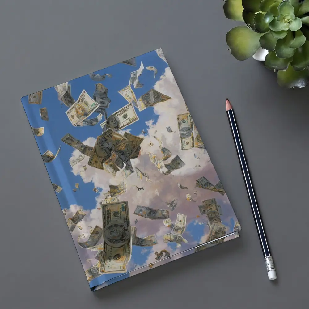 Dollar Bills Raining From Cloudy Sky – Notebooks