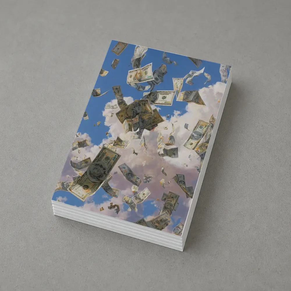 Dollar Bills Raining From Cloudy Sky – Postcards