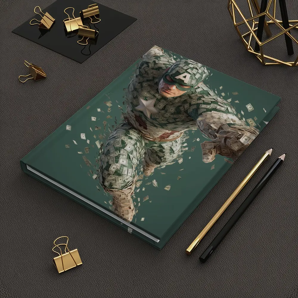 Superhero Figure Made of Dollar Bills Money – Notebooks