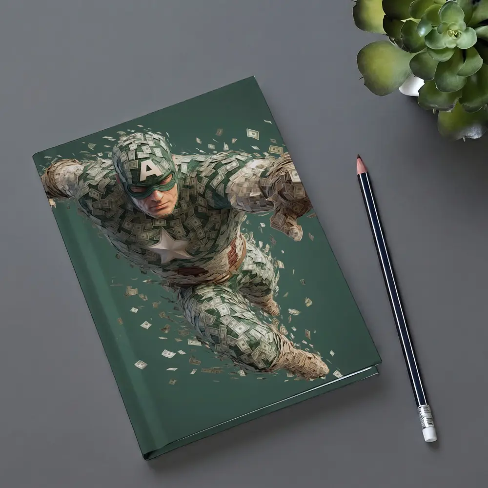 Superhero Figure Made of Dollar Bills Money – Notebooks