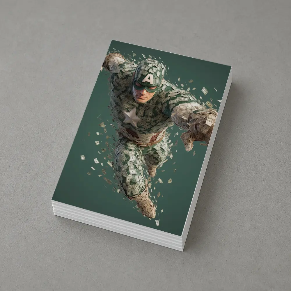 Superhero Figure Made of Dollar Bills Money – Postcards