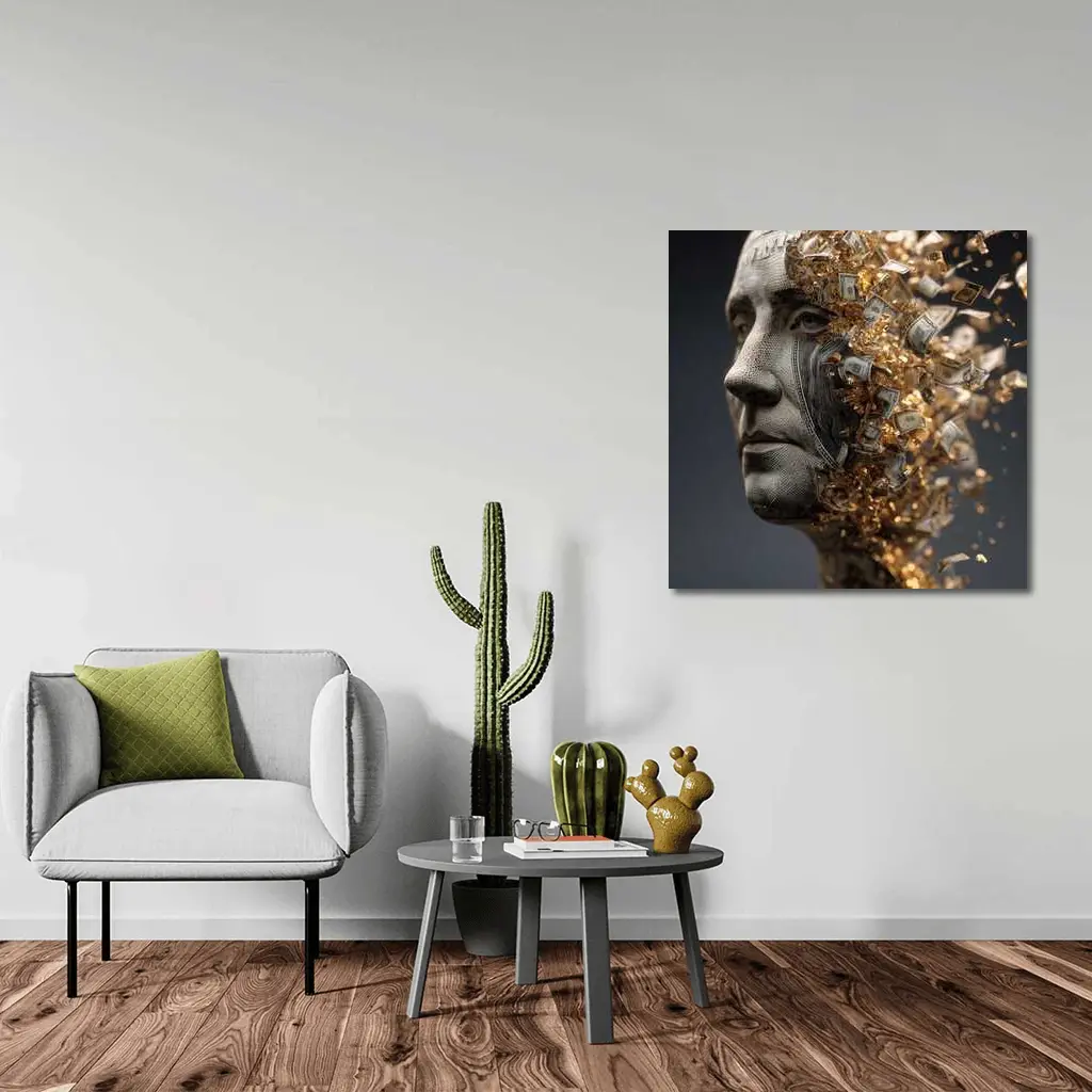 Money Mind Dollar Bills Gold Explosion – Wall Art