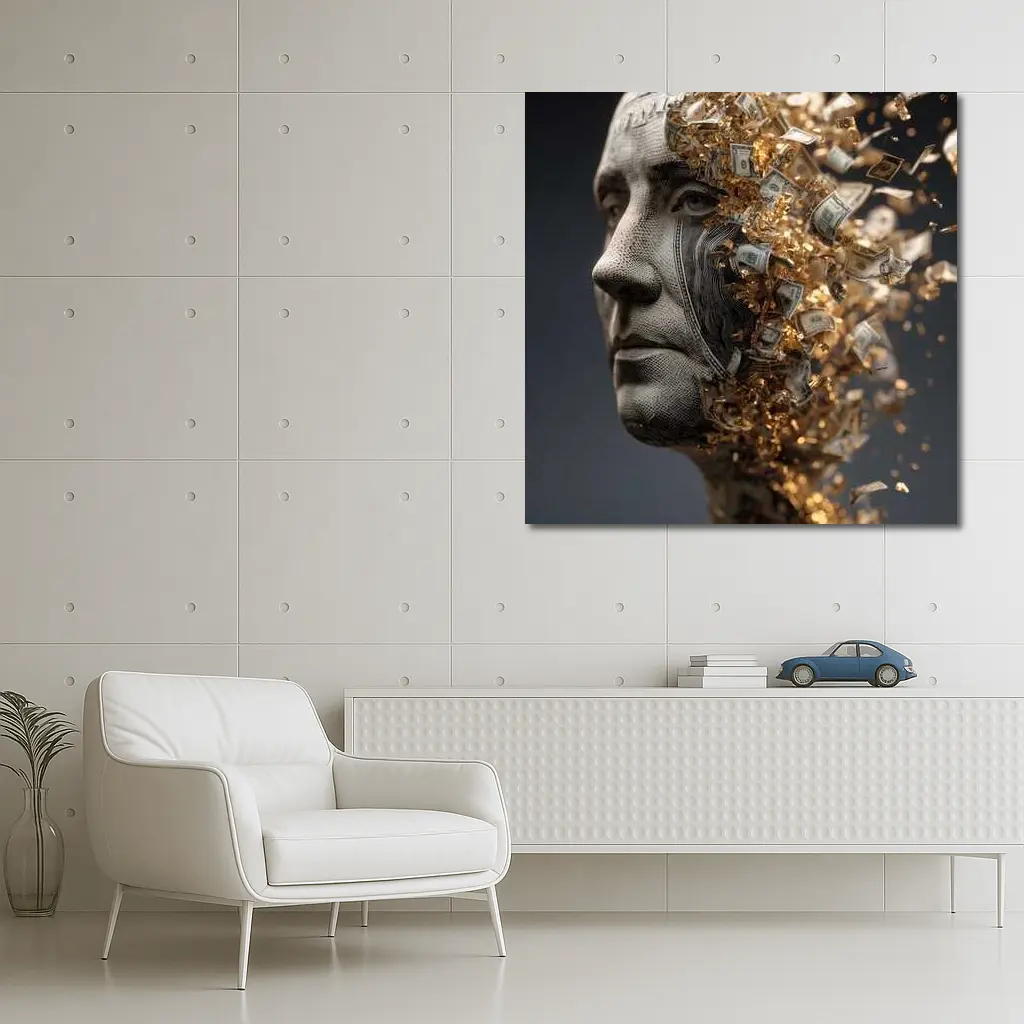 Money Mind Dollar Bills Gold Explosion – Wall Art