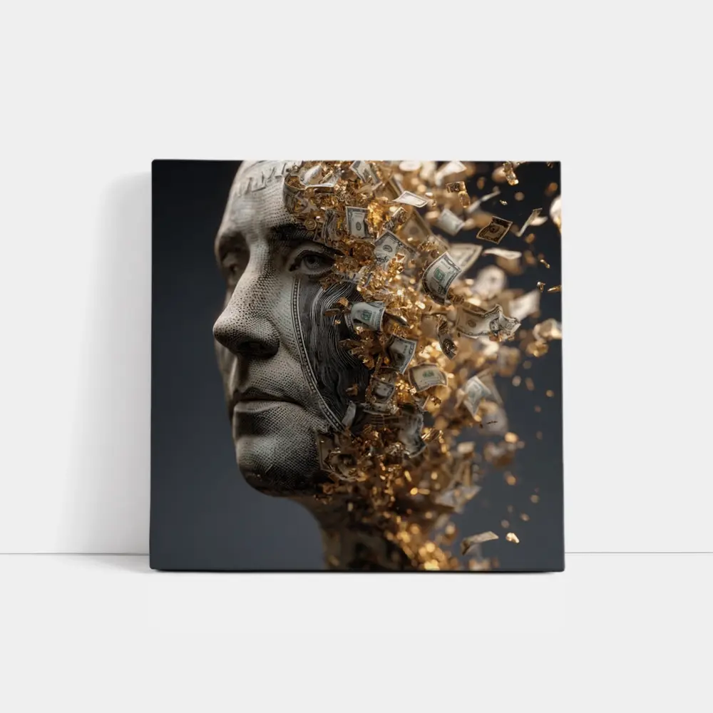 Money Mind Dollar Bills Gold Explosion – Wall Art