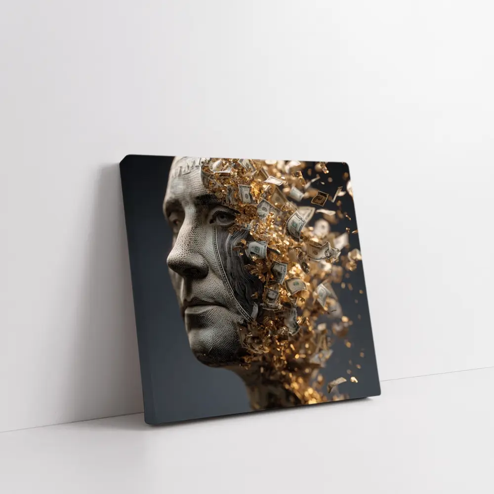 Money Mind Dollar Bills Gold Explosion – Wall Art