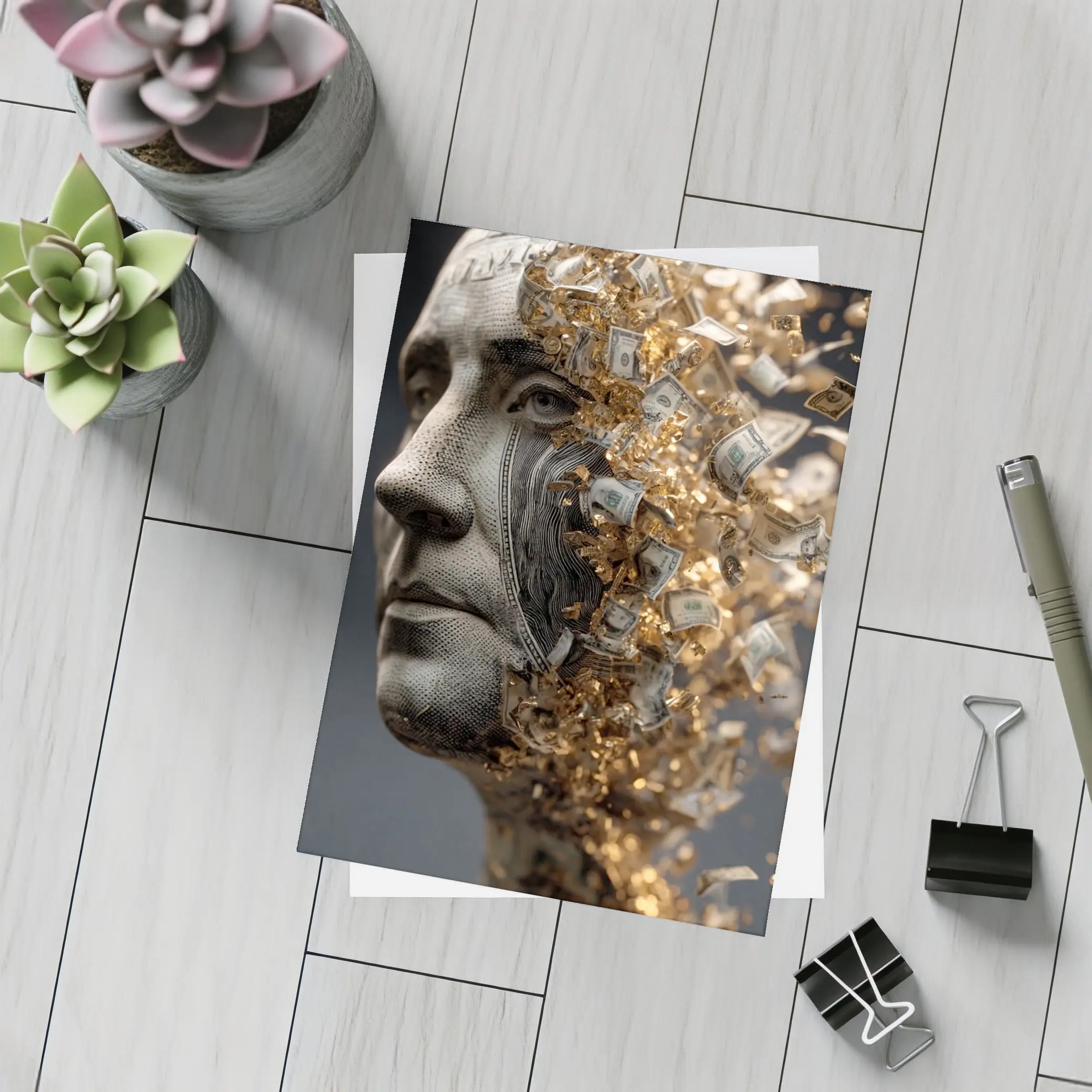 Money Mind Dollar Bills Gold Explosion – Postcards
