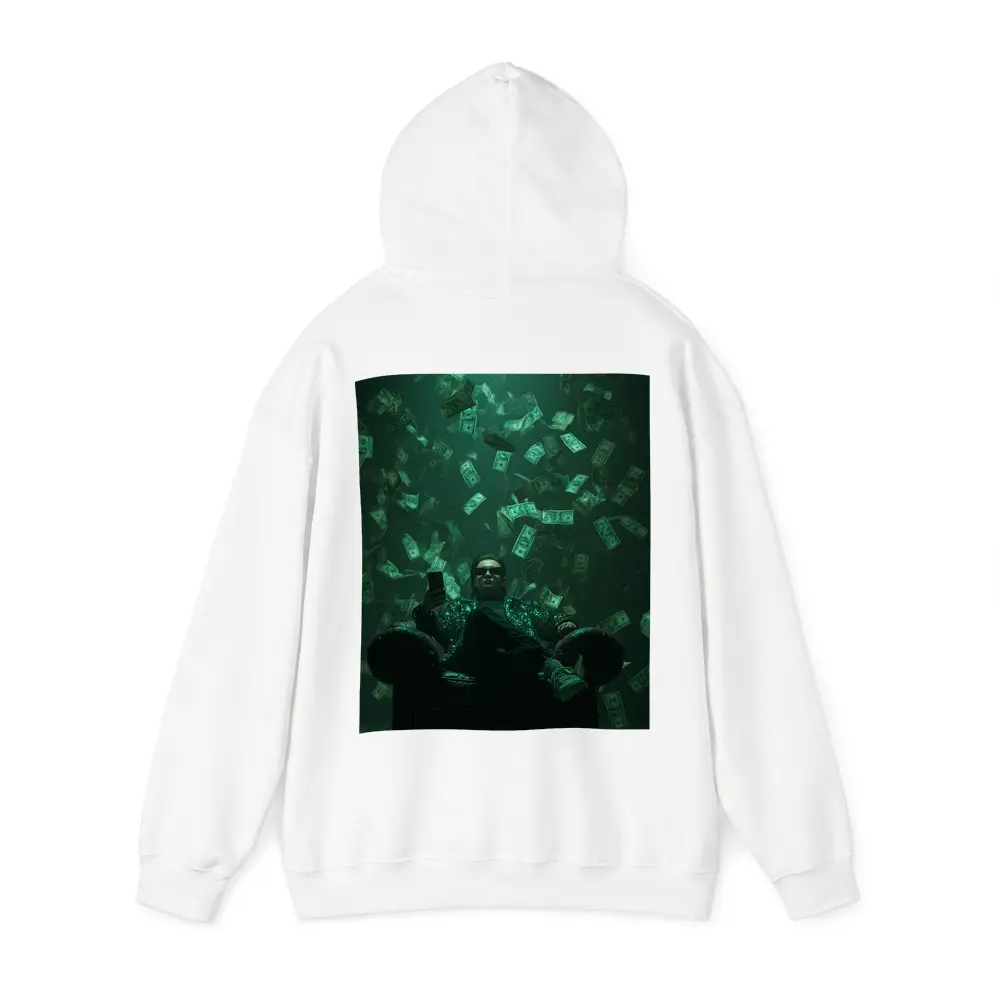Man Relaxing In Chair Money Raining Green – Hoodies