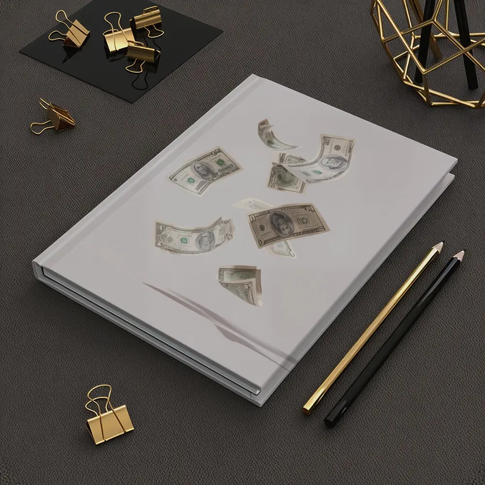 Falling Dollar Bills On Light Background – Notebooks