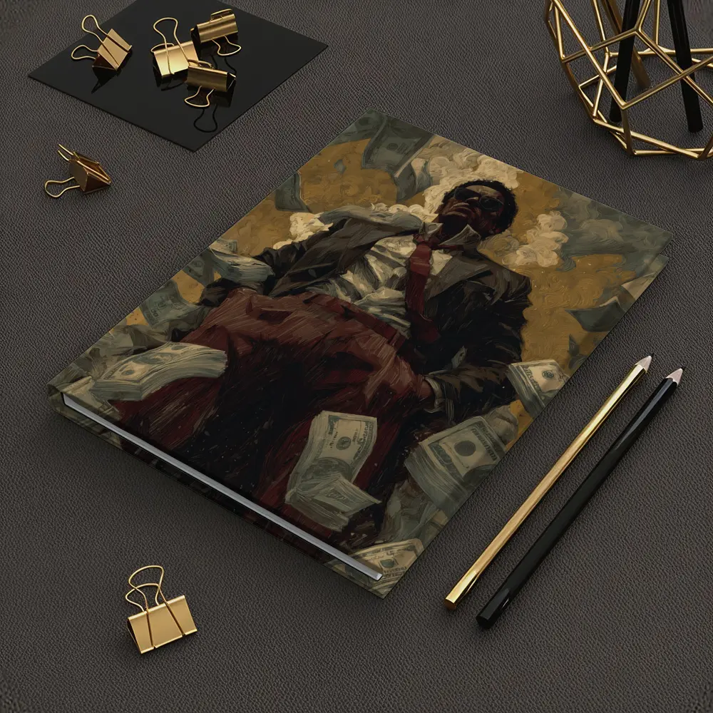 Man In Suit Surrounded By Flying Money – Notebooks