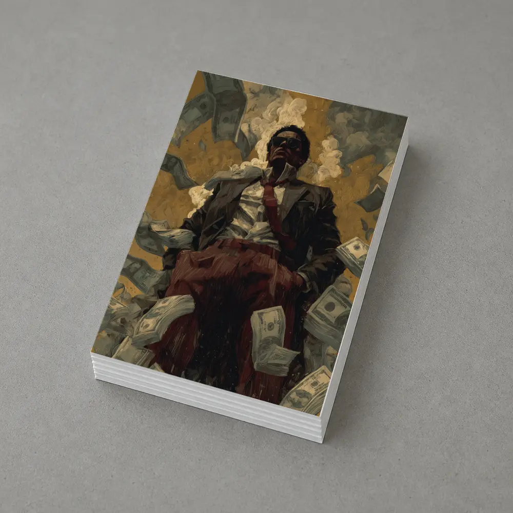 Man In Suit Surrounded By Flying Money – Postcards